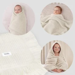 Lionelo Muslin Blanket, niemowlęcy kocyk muślinowy, Natural Cream, 1 szt.