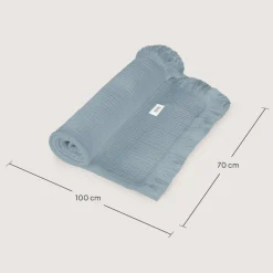 Lionelo Muslin Blanket, niemowlęcy kocyk muślinowy, Stone Blue, 1 szt.