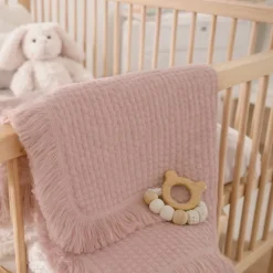 Lionelo Muslin Blanket, niemowlęcy kocyk muślinowy, Dusty Pink, 1 szt.