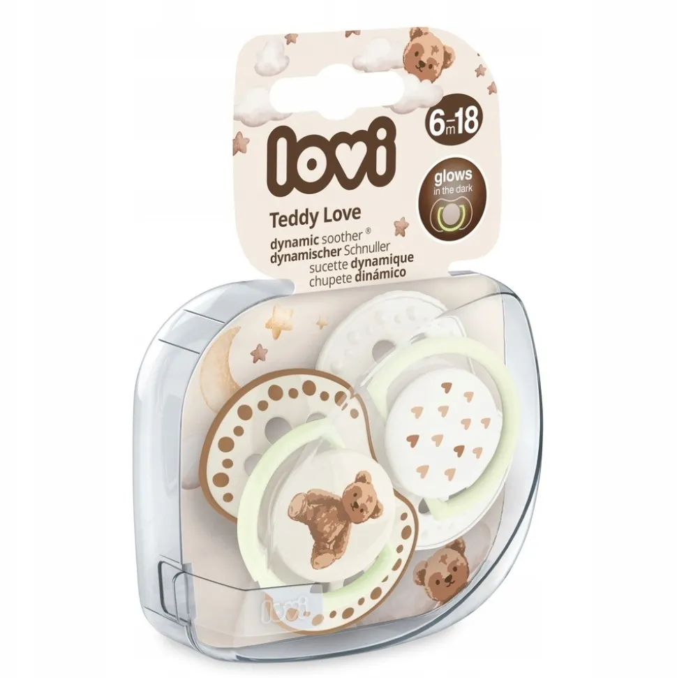 Lovi Teddy Love, silikonowy smoczek dynamiczny, 18+ m, 2 szt.