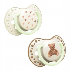 Lovi Teddy Love, silikonowy smoczek dynamiczny, 0-6 m, 2 szt.