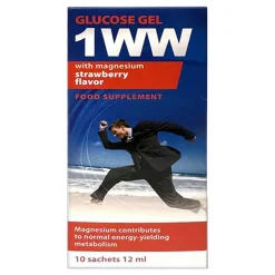 MedMess, Glukoza płynna 1WW z magnezem, saszetki, smak truskawkowy, 10 szt.