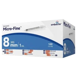 Micro-Fine, strzykawki insulinowe, jednorazowe, 1ml ​​​​​​​U-40 30G x 8 mm x 100 szt.