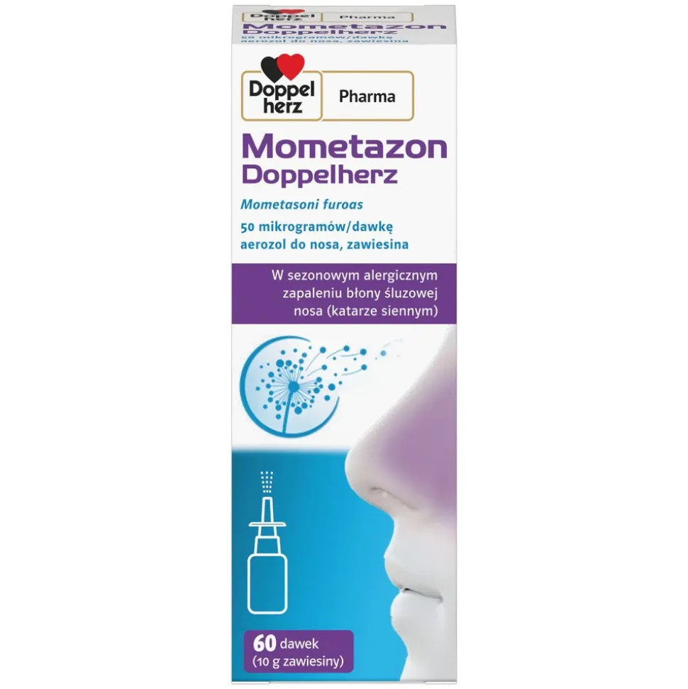 Mometazon Doppelherz, 50 mcg, aerozol do nosa, 60 daw.