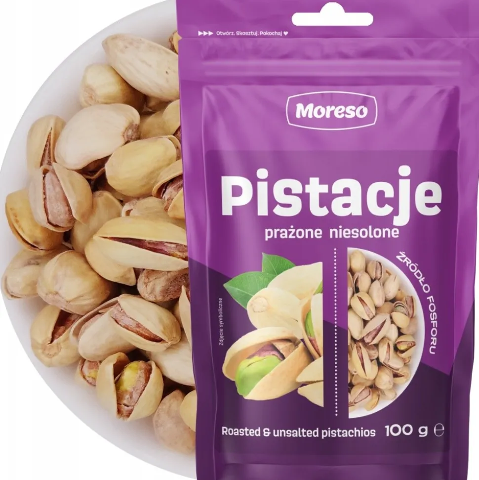 Moreso, pistacje prażone niesolone, 100 g