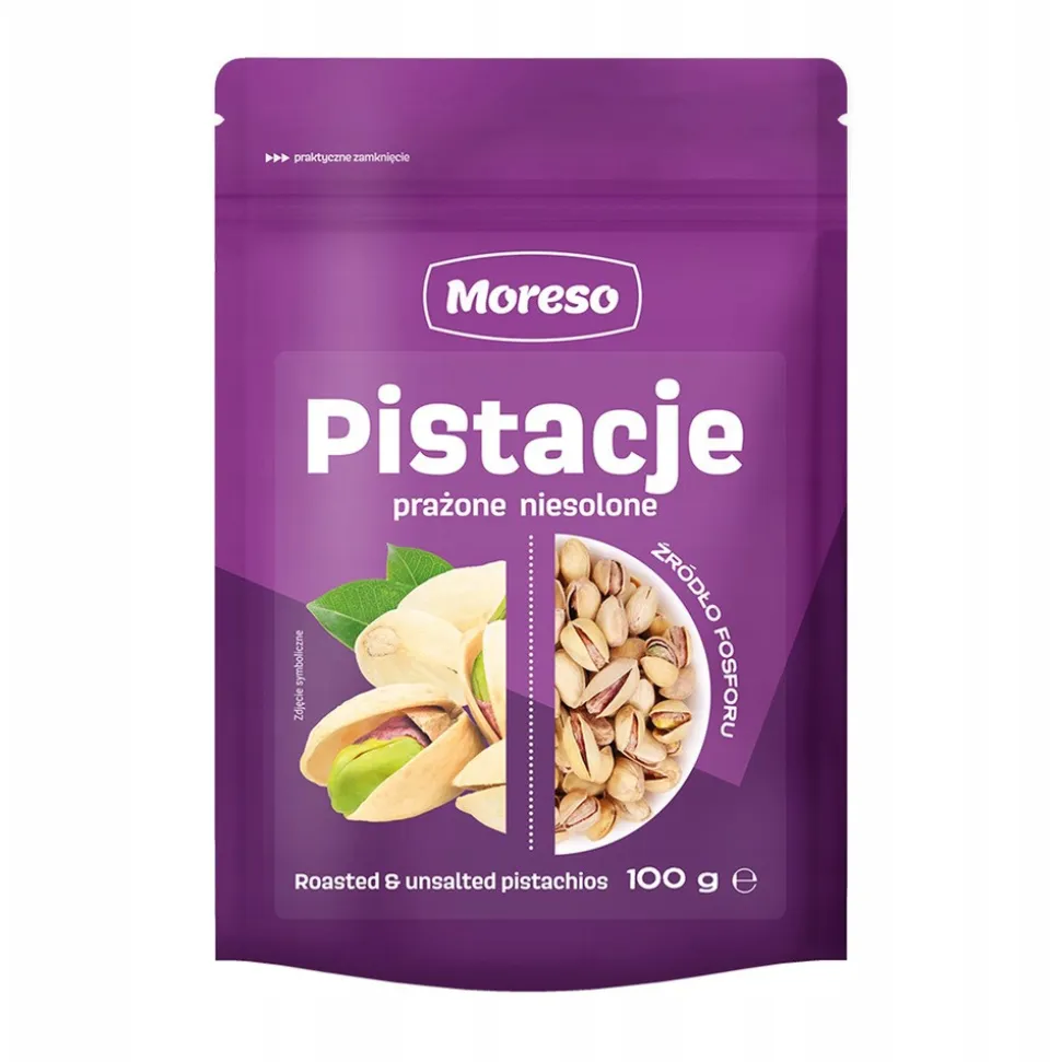 Moreso, pistacje prażone niesolone, 100 g