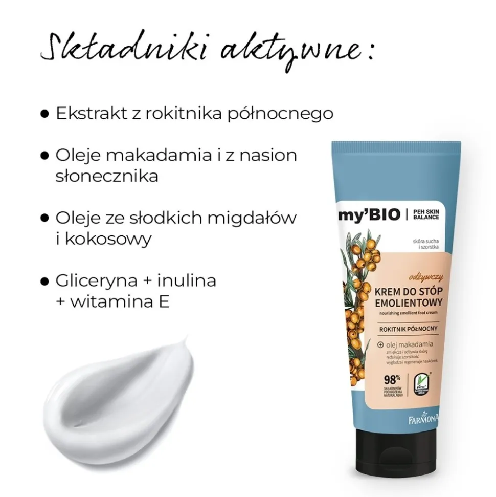 my'BIO, krem, do stóp, emolientowy, 100 ml