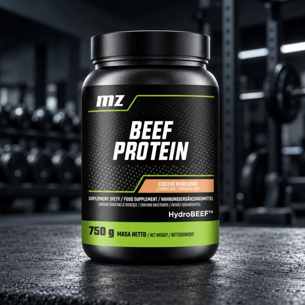 MZ Beef Protein, proszek, smak ciastka morelowego, 750 g