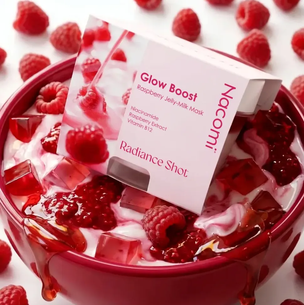 Nacomi Glow Boost Raspberry Jelly-Milk, maska do twarzy, 80 ml