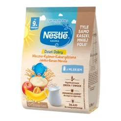 Nestle, kaszka mleczno-ryżowo-kukurydziana, jabłko, banan, morela, Dzień dobry, 9 m+, 230 g
