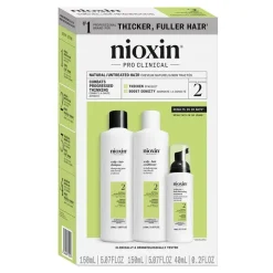 Nioxin System 2, zestaw wzmacniający włosy naturalne, z postępującym przerzedzeniem, szampon 150 ml + odżywka 150 ml + serum 40 ml