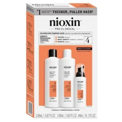 Nioxin System 4, zestaw wzmacniający włosy farbowane, z postępującym przerzedzeniem, szampon 150 ml + odżywka 150 ml + serum, 40 ml