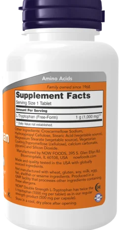 Now Foods L-Tryptophan 1000 mg Double Strength, tabletki, 60 szt.
