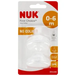 Nuk First Choice+, silikonowy smoczek na butelkę 0 - 6 m, rozmiar M, 2 szt.