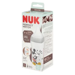 NUK Perfect Match Disney Myszka Miki, butelka 260 ml z silikonowym smoczkiem, 1 szt.