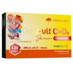 Olimp Gold-vit C+D3 Junior Odporność, tabletki do ssania, smak cytrynowy, 30 szt.
