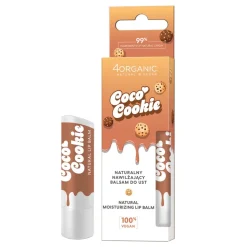 4Organic, naturalny nawilżający balsam do ust, Coco cookie, 5 g