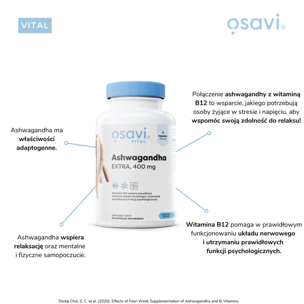 Osavi Ashwagandha Extra 400 mg, kapsułki twarde, 180 szt.