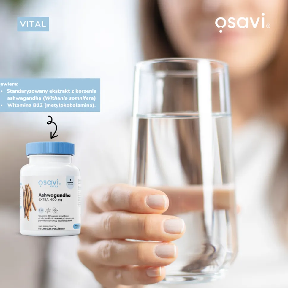 Osavi Ashwagandha Extra 400 mg, kapsułki twarde, 180 szt.