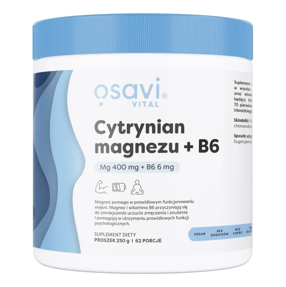Osavi Cytrynian magnezu + B6, proszek, 250 g