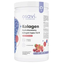 Osavi Kolagen Hydrolizowany typu I & III, proszek, smak wiśnia - truskawka, 660 g