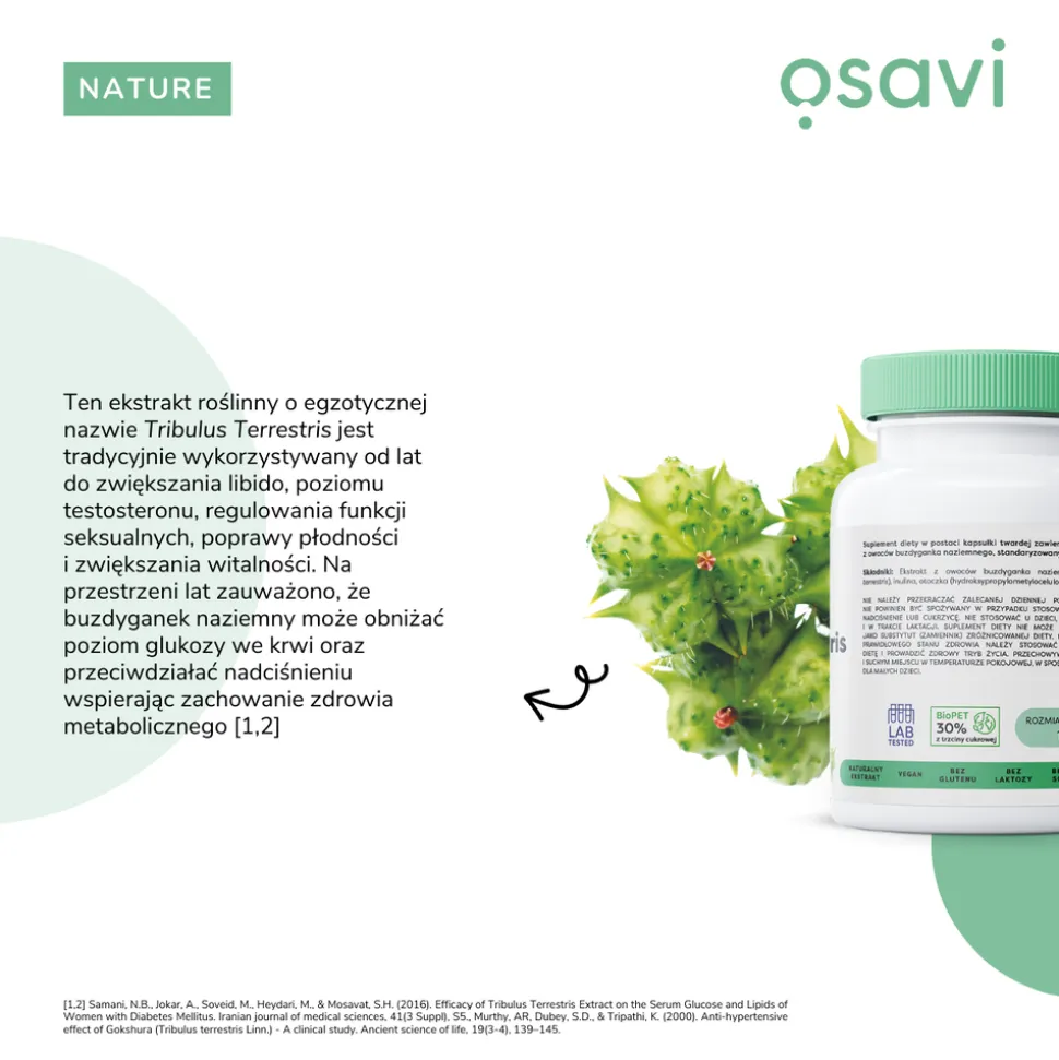 Osavi Tribulus Terrestris - saponiny 200 mg, kapsułki twarde, 120 szt.