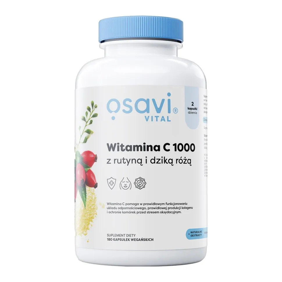 Osavi Witamina C 1000 z Rutyną i Dziką Różą, kapsułki twarde, 180 szt.