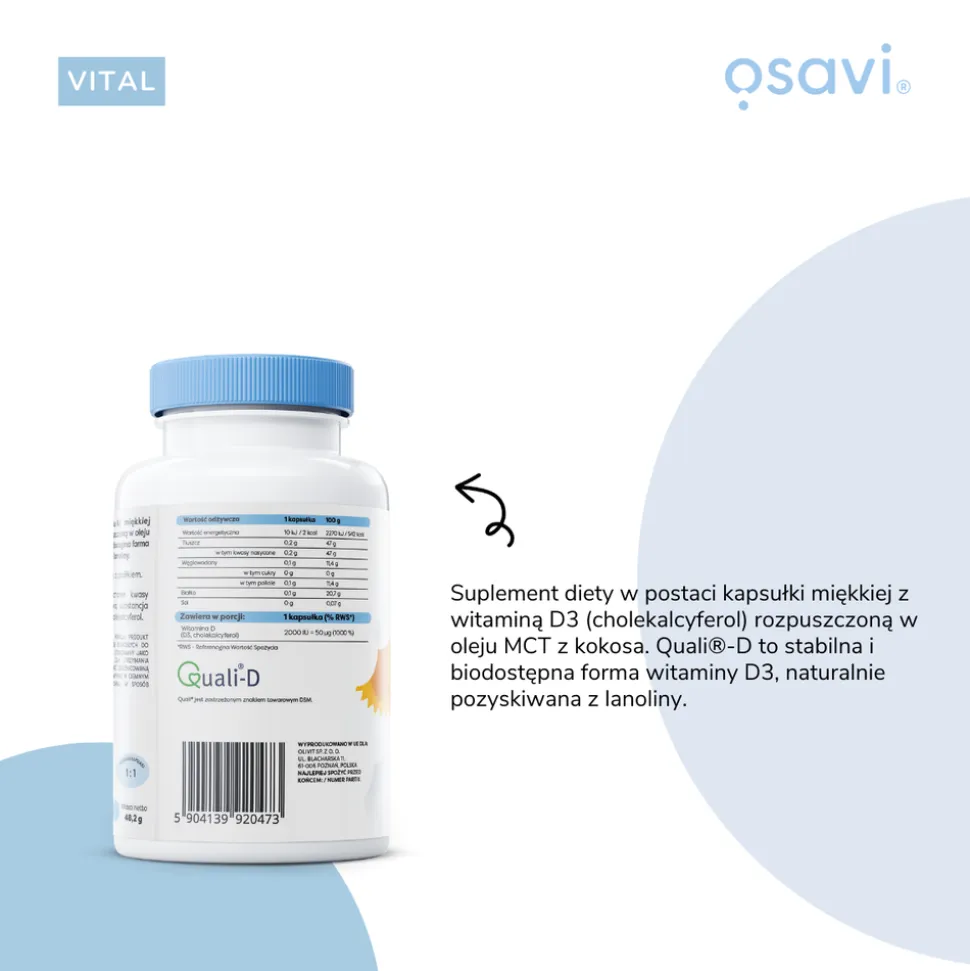 Osavi, Witamina D3 2000 IU, kapsułki, 60 szt.