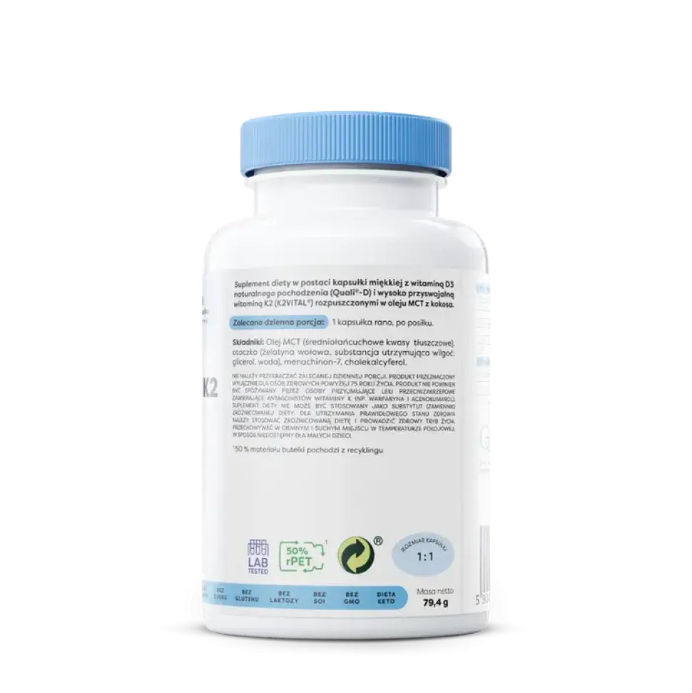 Osavi Witamina D3 + K2 4000IU + 150 μg, kapsułki, 120 szt.