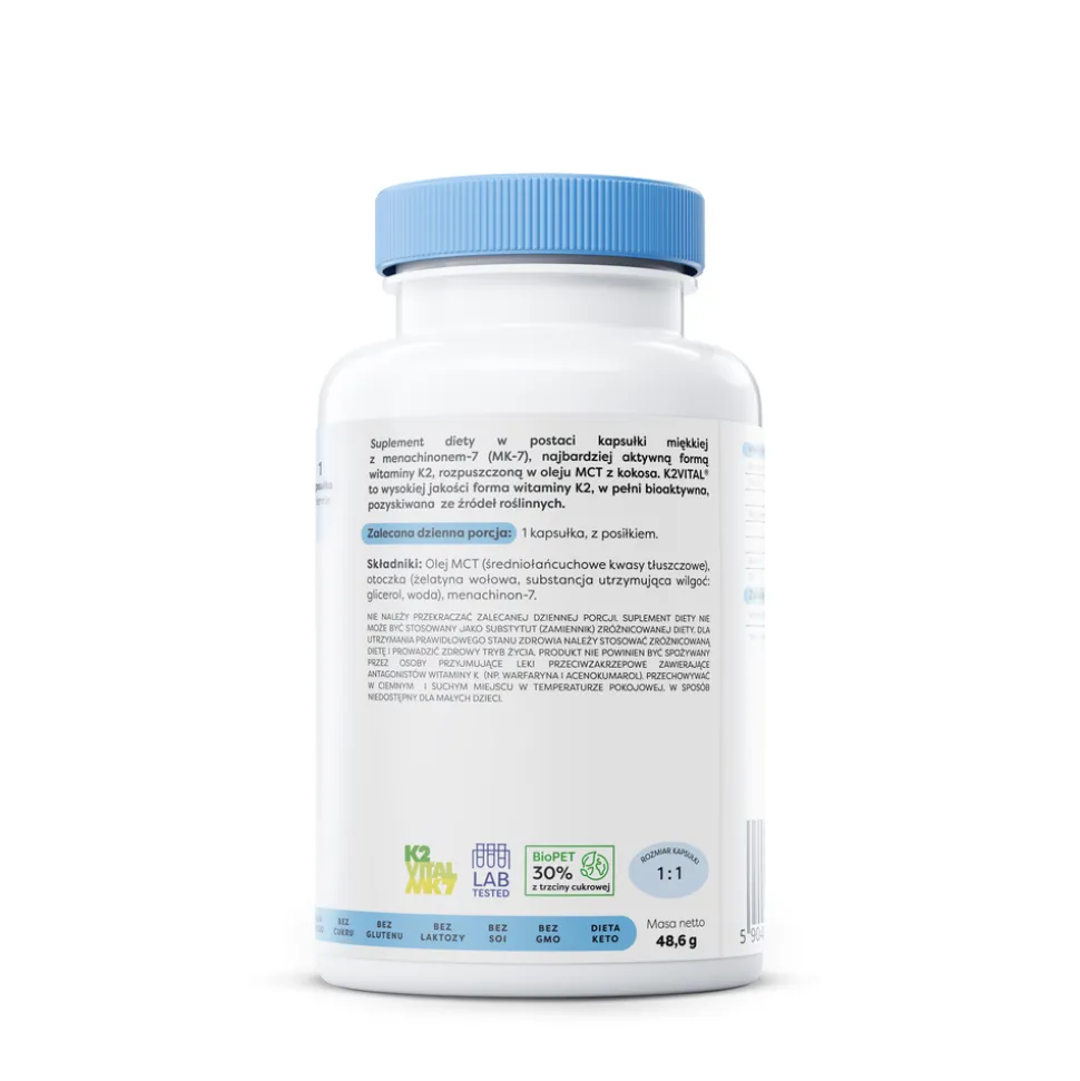 Osavi Witamina K2 MK-7 100 μg, kapsułki miękkie, 120 szt.