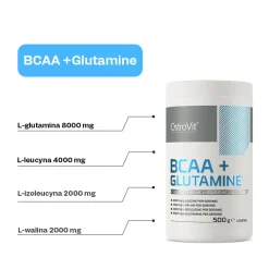 OstroVit BCAA + GLUTAMINE, smak cytrynowy, proszek, 500 g