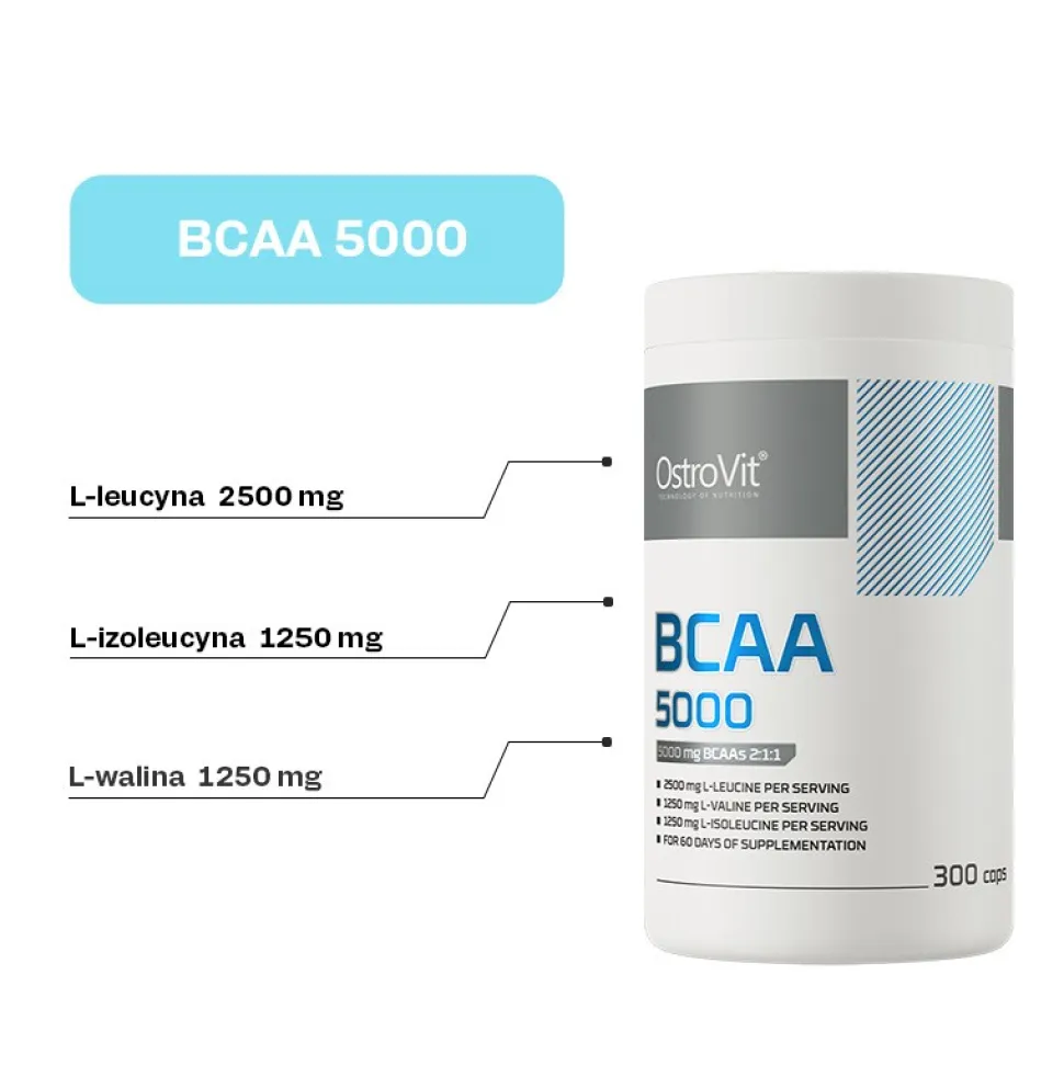OstroVit BCAA 5000, kapsułki, 300 szt.