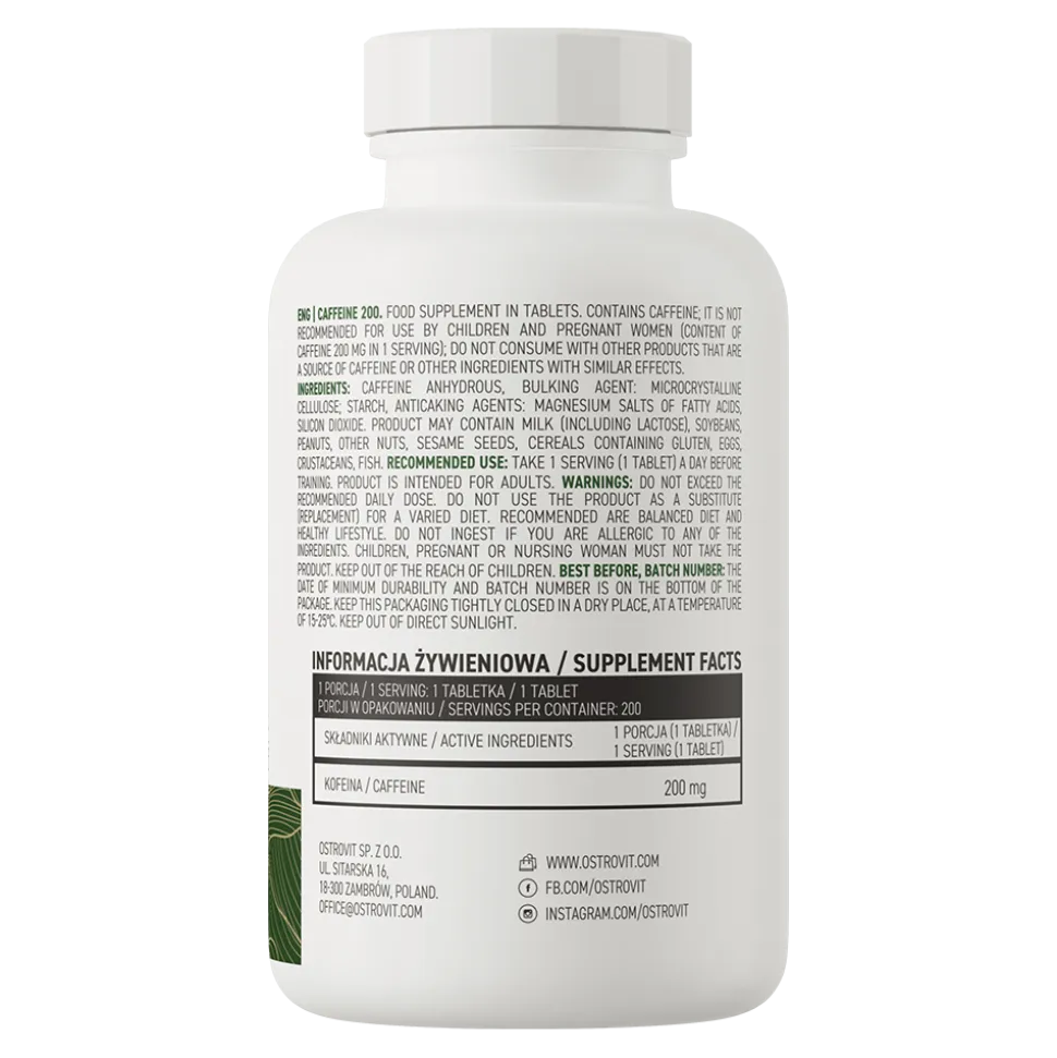 OstroVit Caffeine 200, tabletki, 200 szt.