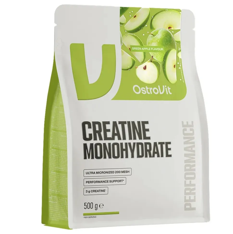 OstroVit Creatine Monohydrate, smak zielone jabłko, proszek, 500 g