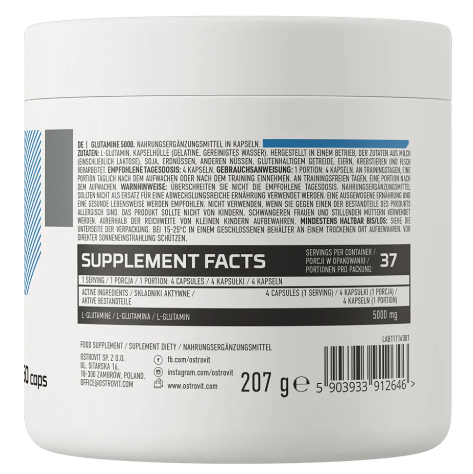 OstroVit Glutamine 5000, kapsułki, 150 szt