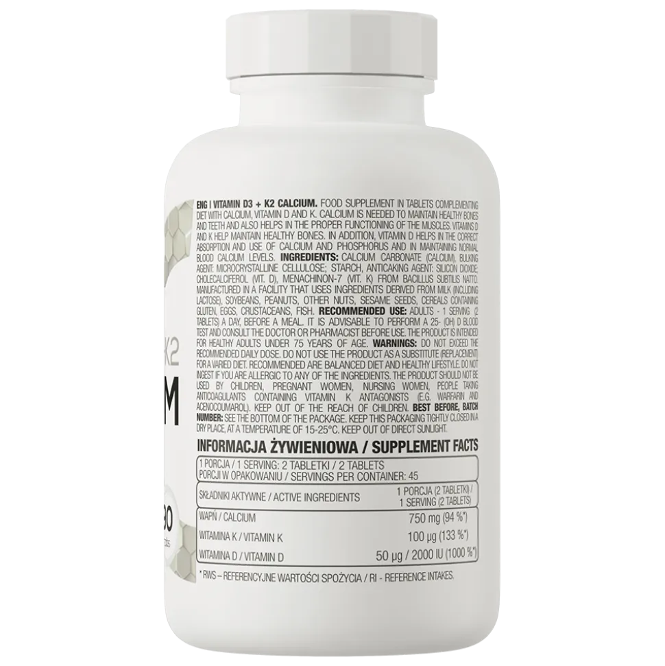 OstroVit Vitamin D3 + K2 Calcium, tabletki, 90 szt.