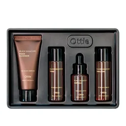 OTTIE Black Signature Miniature Set, zestaw do pielęgnacji cery dojrzałej ze śluzem ślimaka, 3 x 30 ml + 15 ml