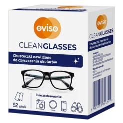 Oviso Clean Glasses, chusteczki do czyszczenia okularów, nawilżane, 52 szt.