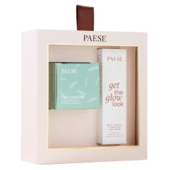 Paese, zestaw świąteczny All About The Base 2, rozświetlający krem do twarzy, 30 ml + puder ryżowy, 10 g