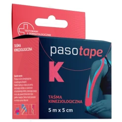 Pasotape, taśma kinezjologiczna, 5 m x 5 cm, różowa, 1 szt.