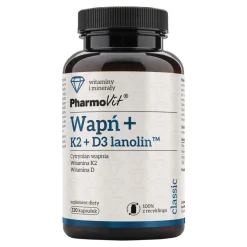 Pharmovit, Wapń + K2 + D3 lanolin, kapsułki, 120 szt.
