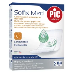 PiC Soffix Med, plaster pooperacyjny z antybakteryjnym opatrunkiem, 10 x 8 cm, 5 szt.