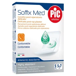 PiC Soffix Med, plaster pooperacyjny z antybakteryjnym opatrunkiem, 5 x 7 cm, 5 szt.