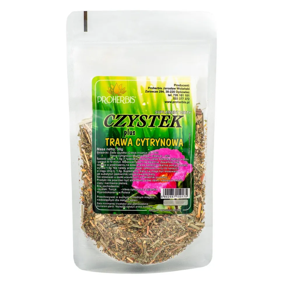 Proherbis Czystek plus trawa cytrynowa, herbata, susz, 50 g