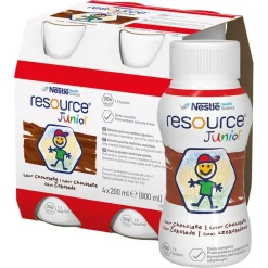 Resource Junior, płyn o smaku czekoladowym, 4 x 200 ml