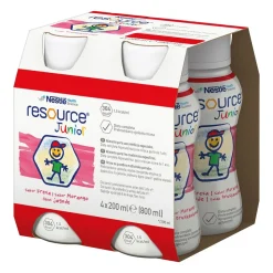 Resource Junior, płyn o smaku truskawkowym, 4 x 200 ml