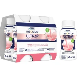 Resource Ultra+, płyn, smak truskawkowy, 125 ml x 4