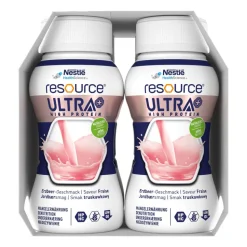 Resource Ultra+, płyn, smak truskawkowy, 125 ml x 4