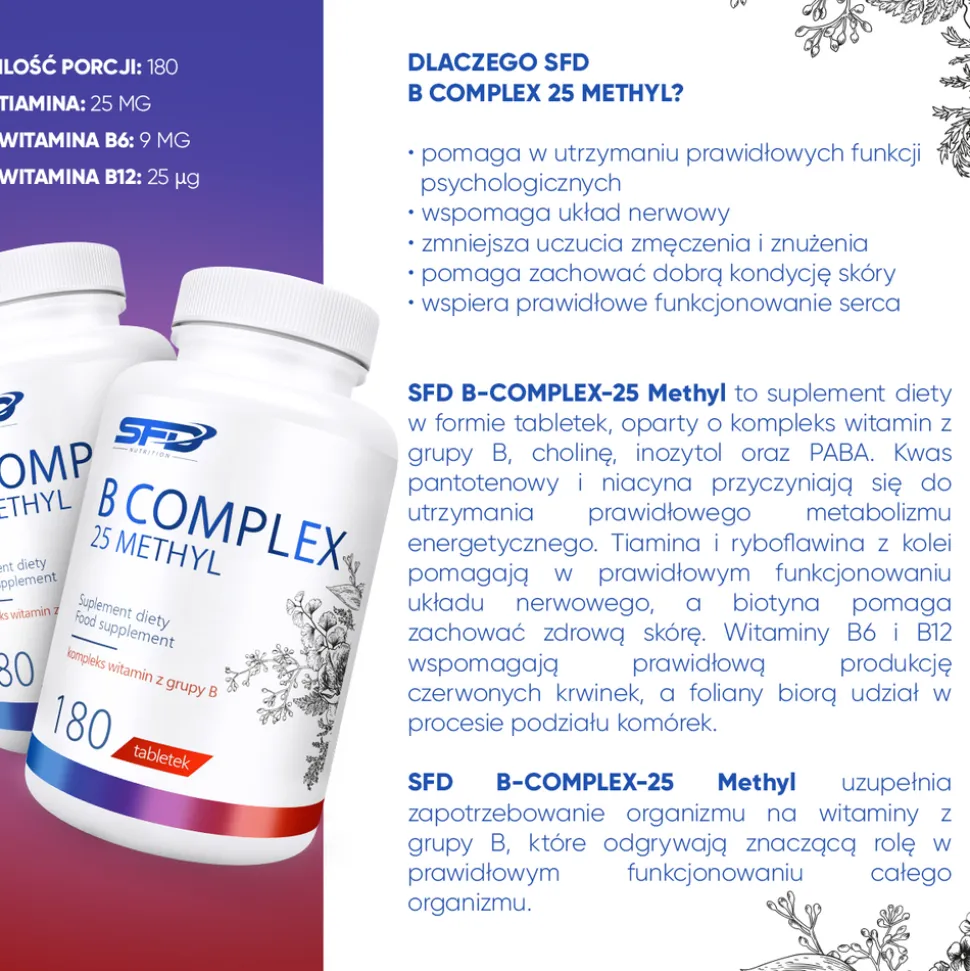 SFD B Complex 25 Methyl, tabletki, 180 szt.