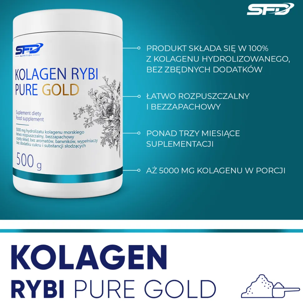 SFD Kolagen Rybi Pure Gold, proszek, 500 g